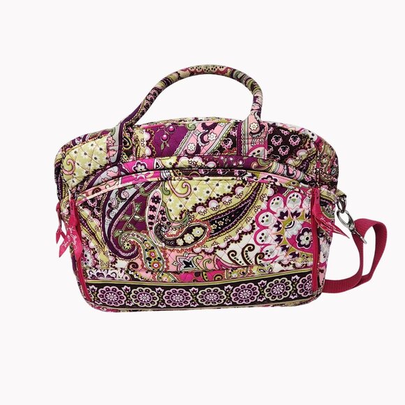 Vera Bradley Travel Messenger Bag Very Berry Paisley Adjustable Strap Pockets - Picture 4 of 12